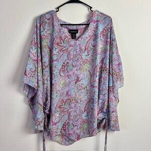 Lane Bryant Size‎ 14/16 Paisley Print Blouse Sheer Chiffon Lightweight Dopamine